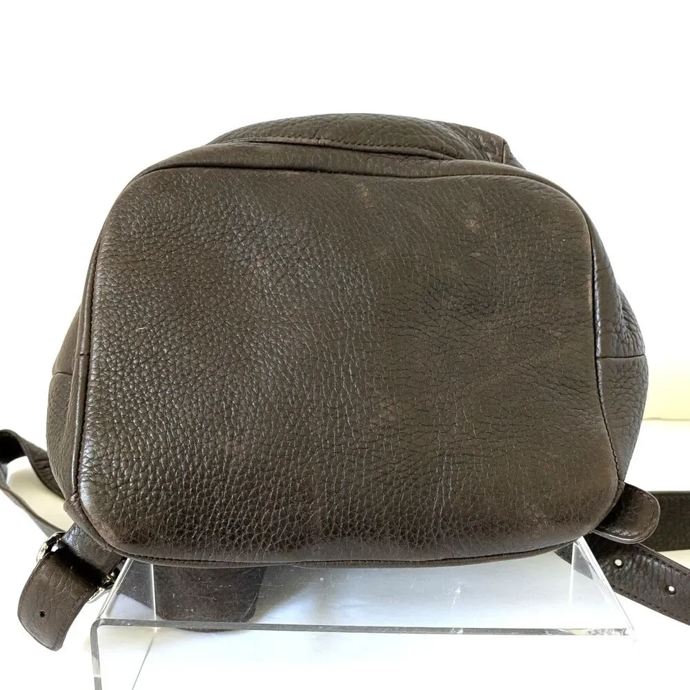 Eddie Bauer Leather Backpack Rucksack Brown Pebbled Bookbag Gorpcore 90s Vintage